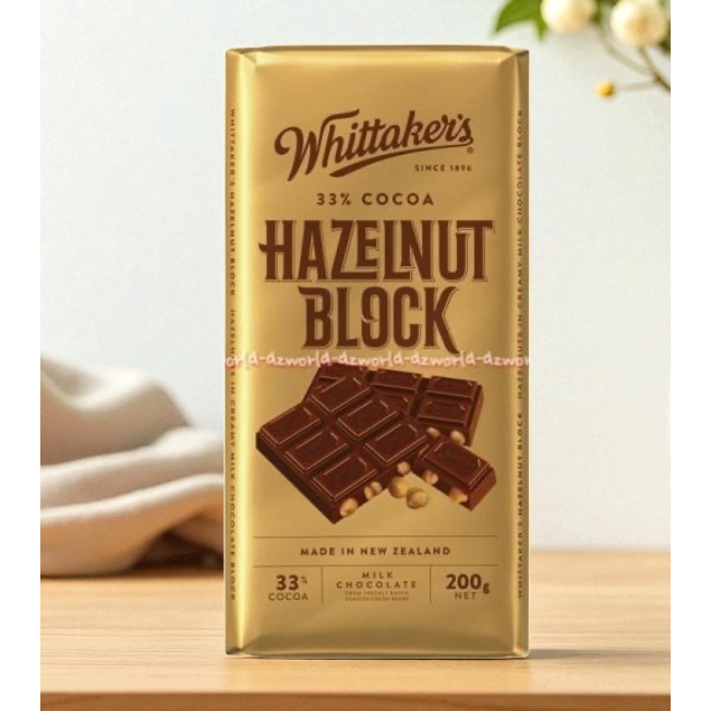 

Whittaker's Hazelnut Block 200gr Cokelat Whittakers Witakers Coklat Kacang Hazel Nut Blok Chocolate Milk Chocolate Import New Zealand 200 Gram