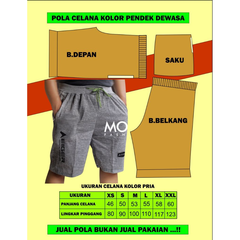 pola celana kolor pendek pria dewasa