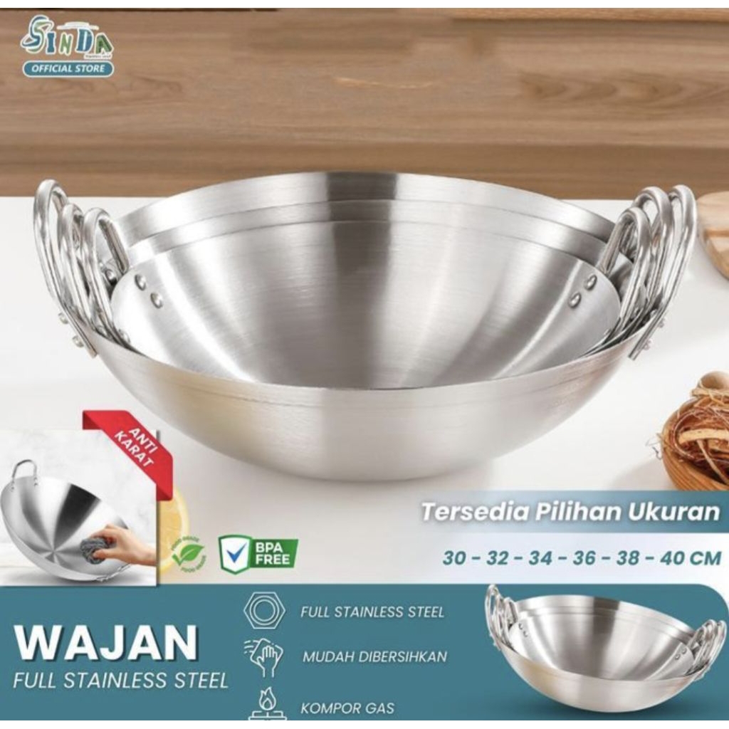 Wajan kuali penggorengan stainless tebal sinda / SA 555