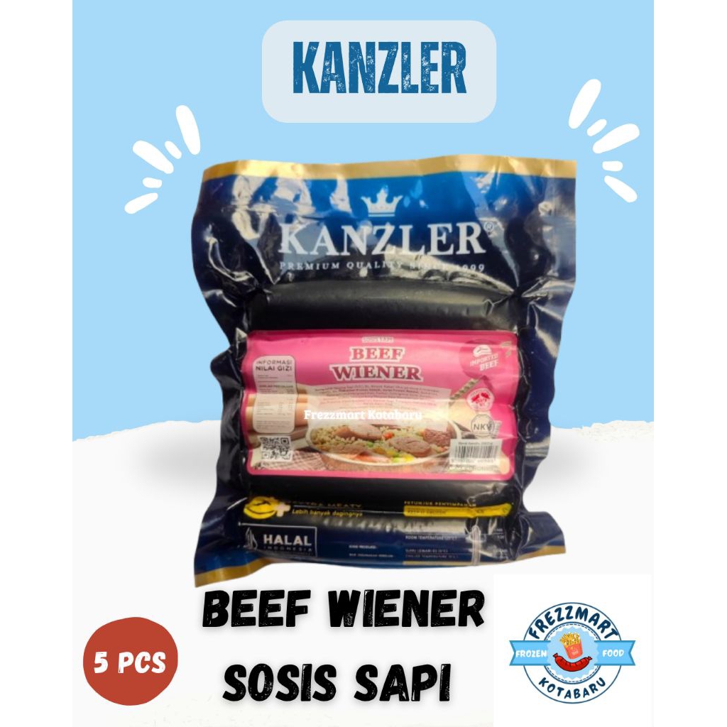 

KANZLER Beef Wiener / Sosis Sapi 5 pcs Halal Frozen Foof Fresh Pontianak - Frezzmart Kotabaru