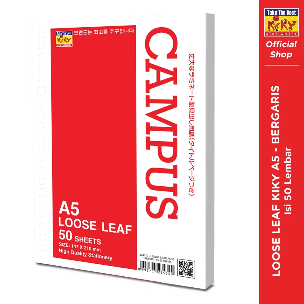 

KIKY Loose Leaf / Kertas File Putih Bergaris Ukuran A5 50 Lembar