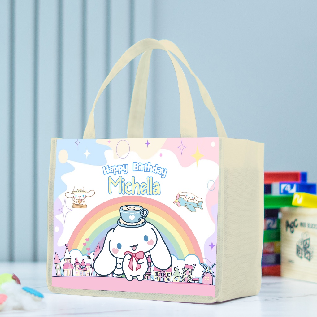 

Tas Cinnamorol Terlaris Bisa Custom Nama Anak,Bag Souvenir Ultah Kwalitas Premium