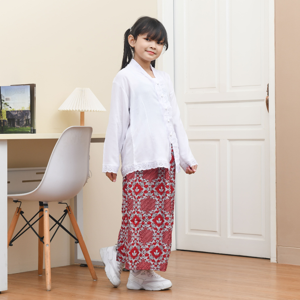 pengiriman cepat Riska Seragam Kebaya Renda Sekolah Atasan Putih Rebo Nyunda SD/SMP/SMA