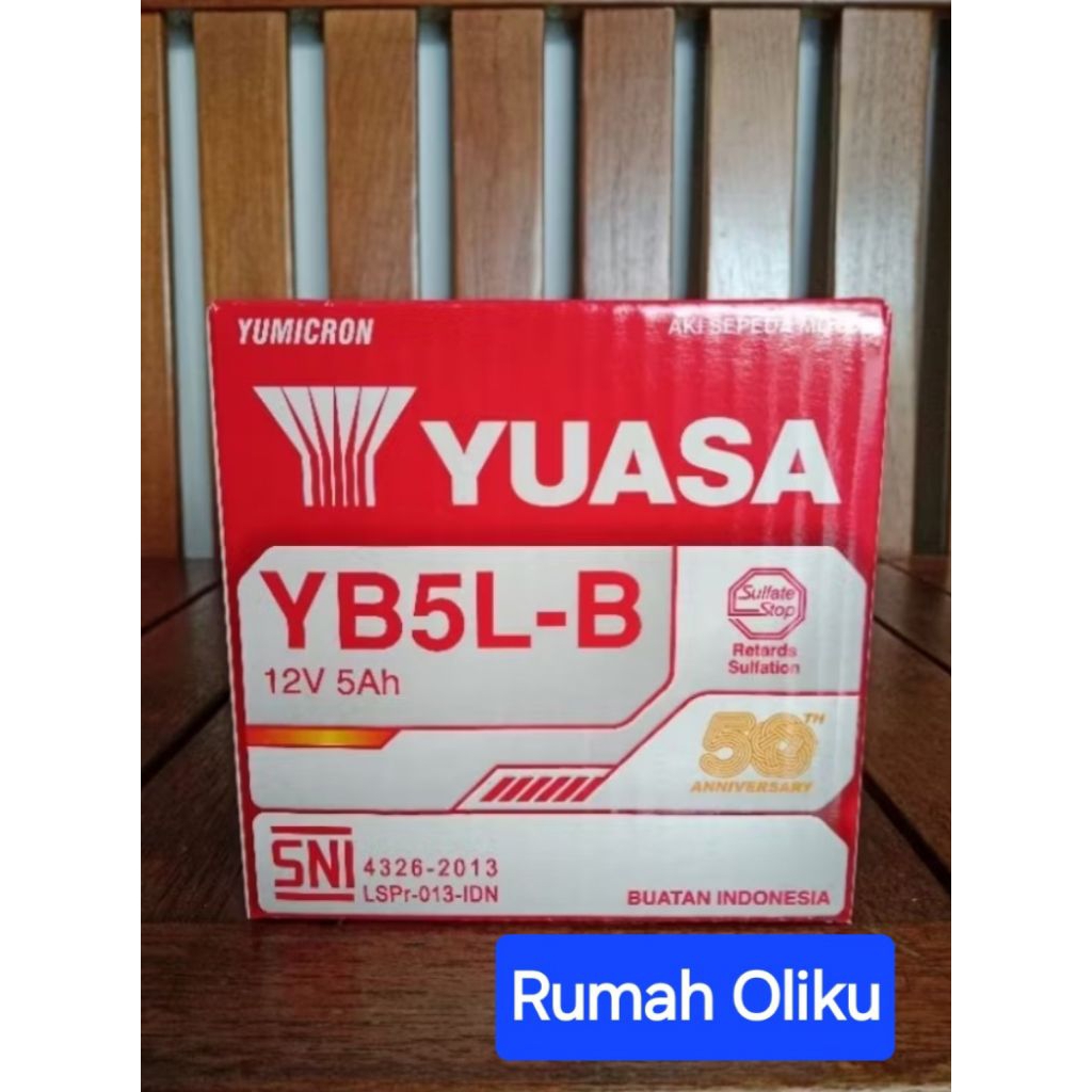 Aki Yuasa YB5L Aki basah untuk motor Grand kering, Supra x 100, Jupiter Z, Vega lama, Vega zr lama, 