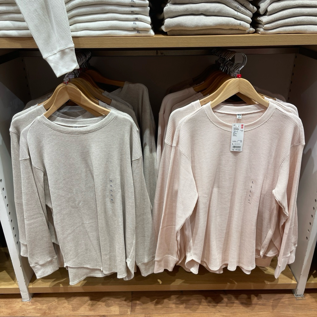 Tshirt Uniqlo Woman WAFFLE lengan panjang
