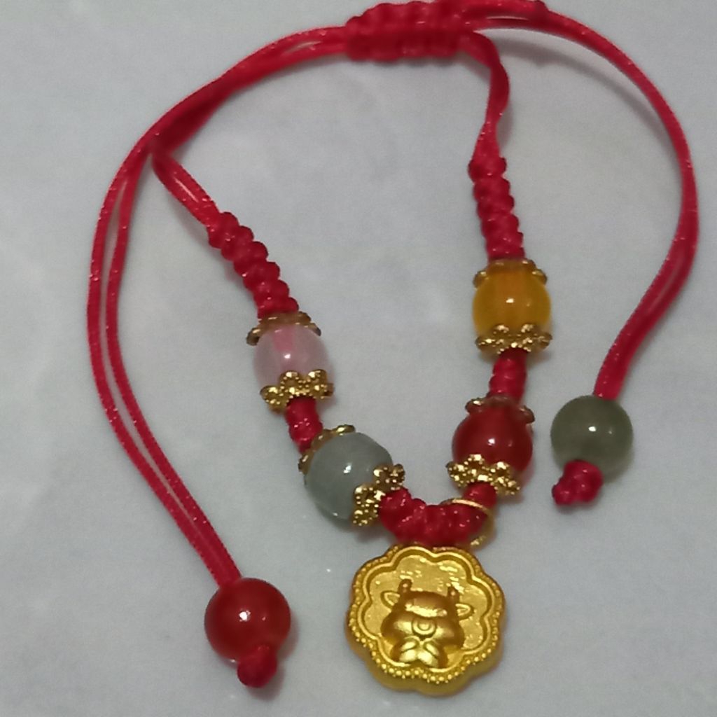 gelang tali merah sapi emas