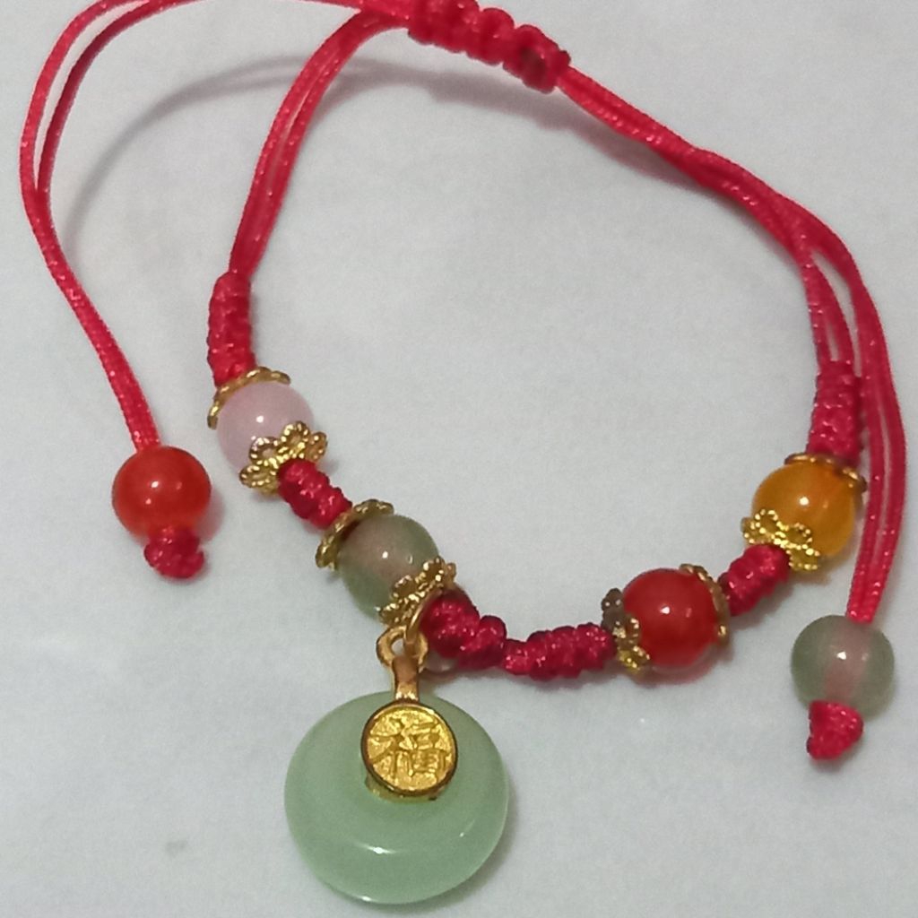 gelang tali merah giok emas hokky