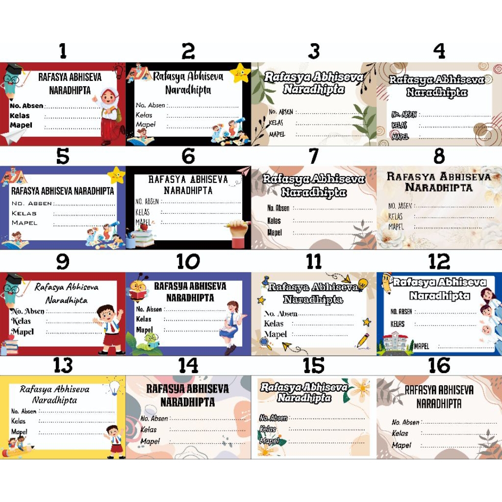 

50PCS STIKER BUKU CUSTOM NAMA/ STIKER BUKU TULIS