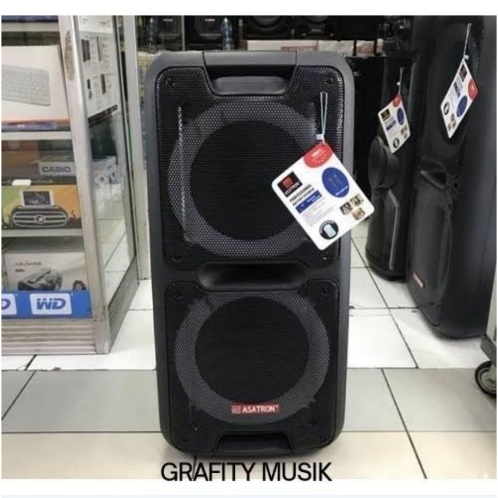 Speaker Asatron Aktif 10" Double Bass ASATRON CHAMPION Portable 2 Mic Wireless