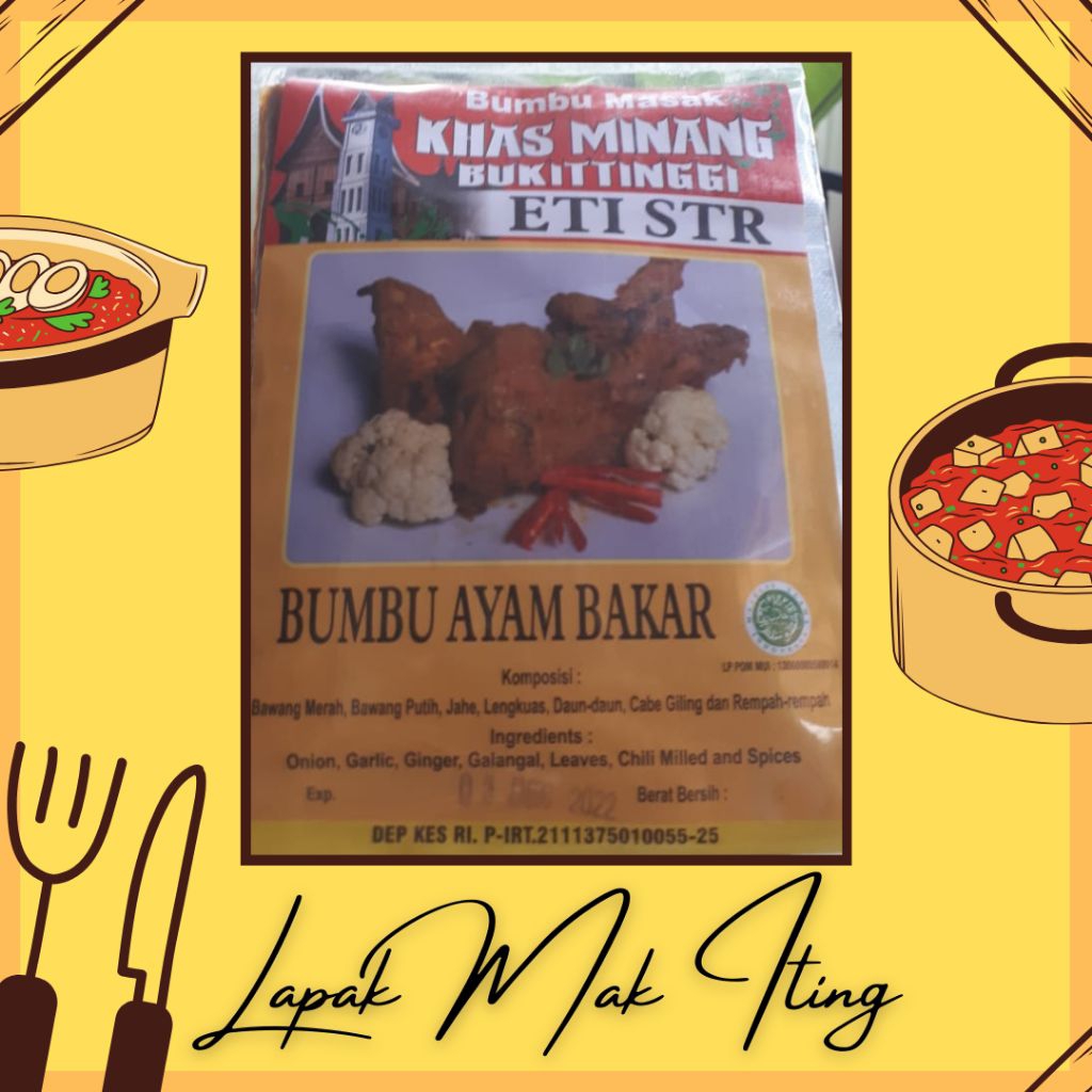

Bumbu Masak Khas Minang Bukittinggi Eti STR - Ayam Bakar