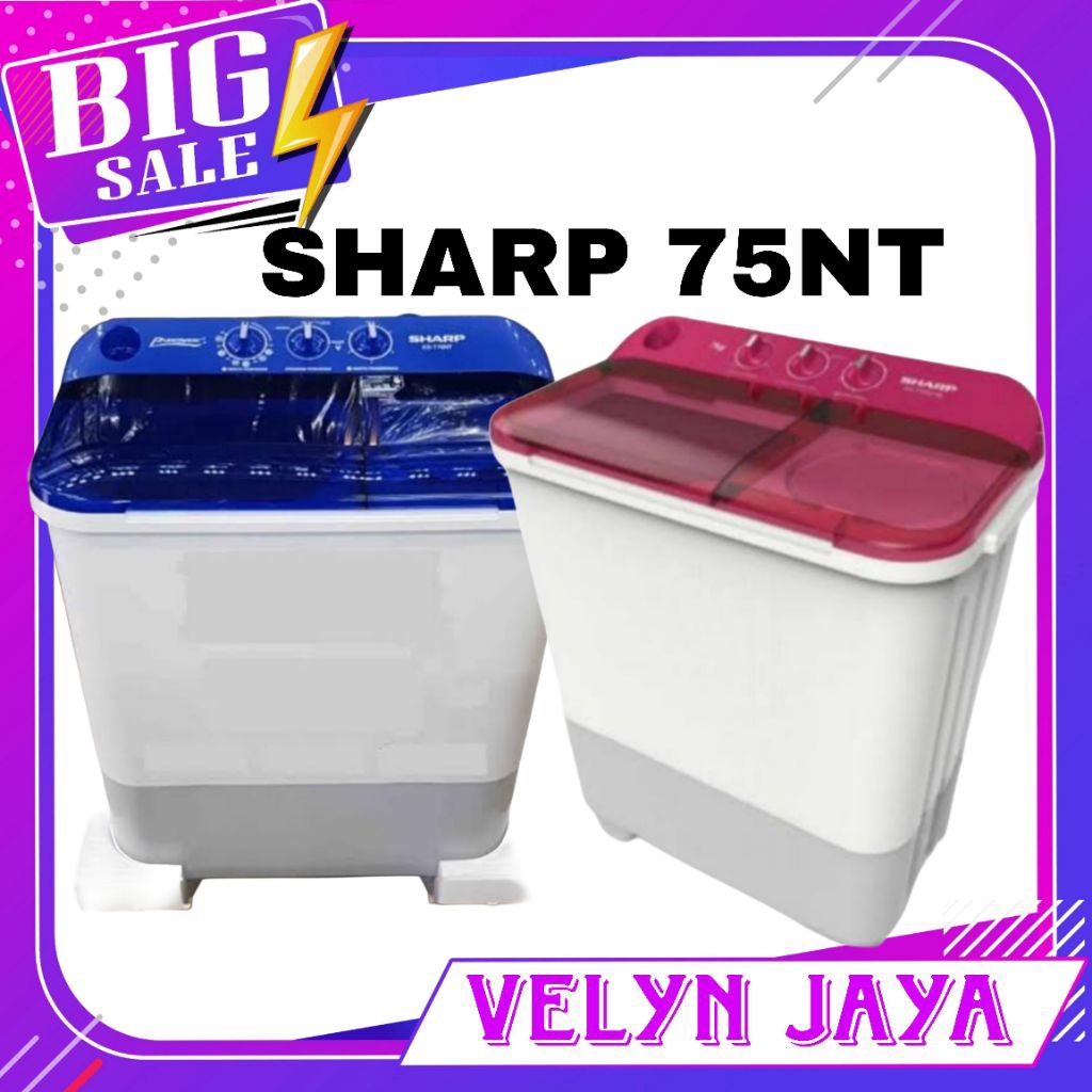 Mwsin cuci sharp 2 tabung 7kg 75nt mesin cuci  2 tabung  sharp 7kg
