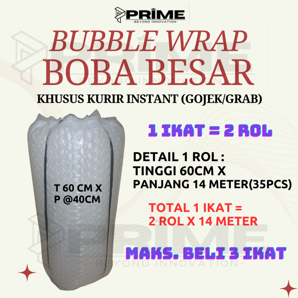 

BUBBLE WRAP BOBA BESAR T 60CM X P @40CM 60pcs KHUSUS KURIR BUBBLE ROLL PACKING AMAN PAKET PACKAGING TEBAL