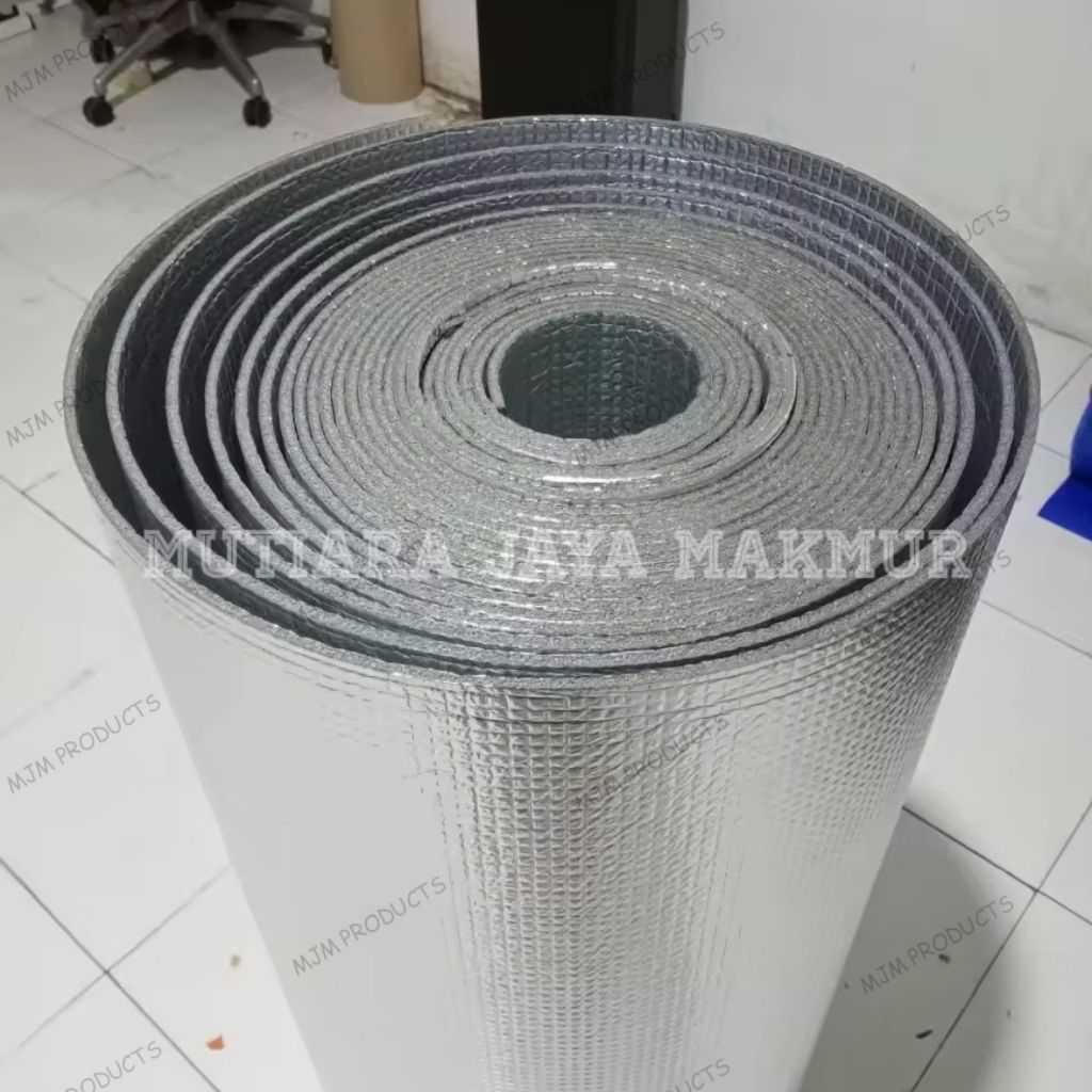 ALUMINIUM FOIL,XPE FOAM 5MM METALAIZING 2 SISI,PEREDAM PANAS ATAP GENTENG ASBES DLL