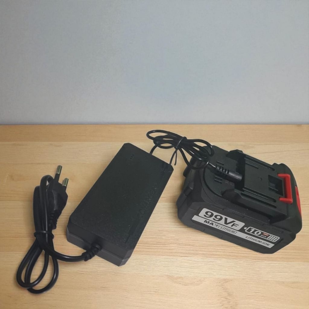 CHARGER BESAR + BATERAI IMPACT WRENCH CORDLESS APR 99VF BATRE BOR IMPACT GERINDA APR 99VF