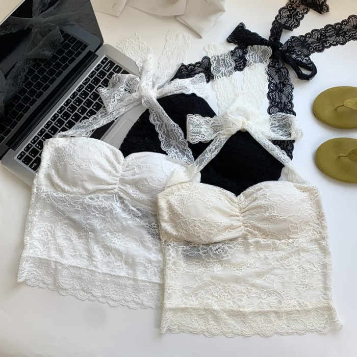 Tanktop Slim Fit Open Halterneck Renda Atasan Wanita Tanktop Seksi