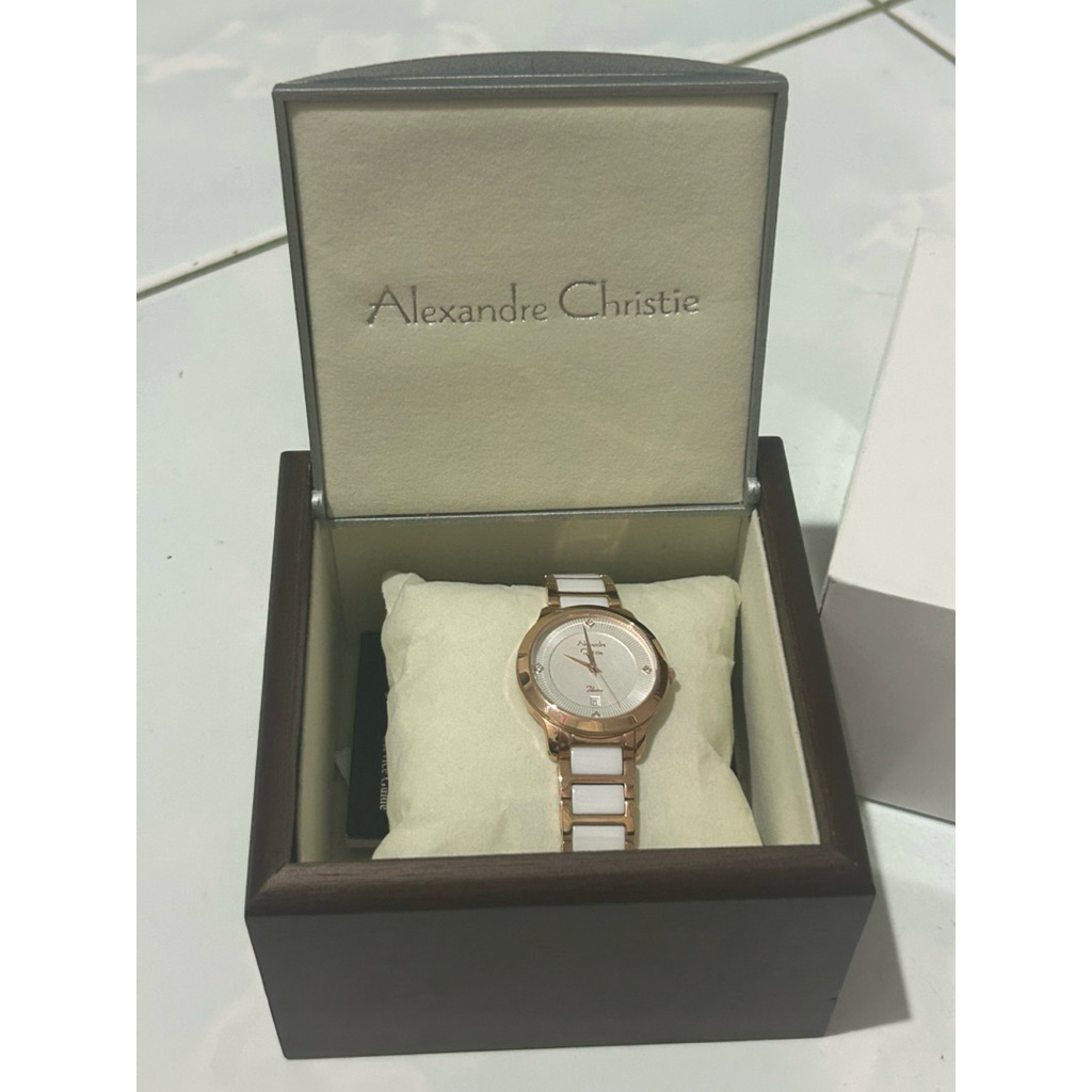 Jam Wanita ORIGINAL Alexandre Christie Ac 2A71 LD All Stainles Ceramic - white rosegold