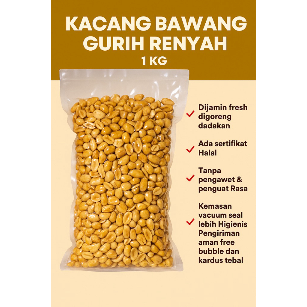 

Kacang Bawang Goreng Gurih Renyah Asin-Kacang bawang 1 kg murah Premium