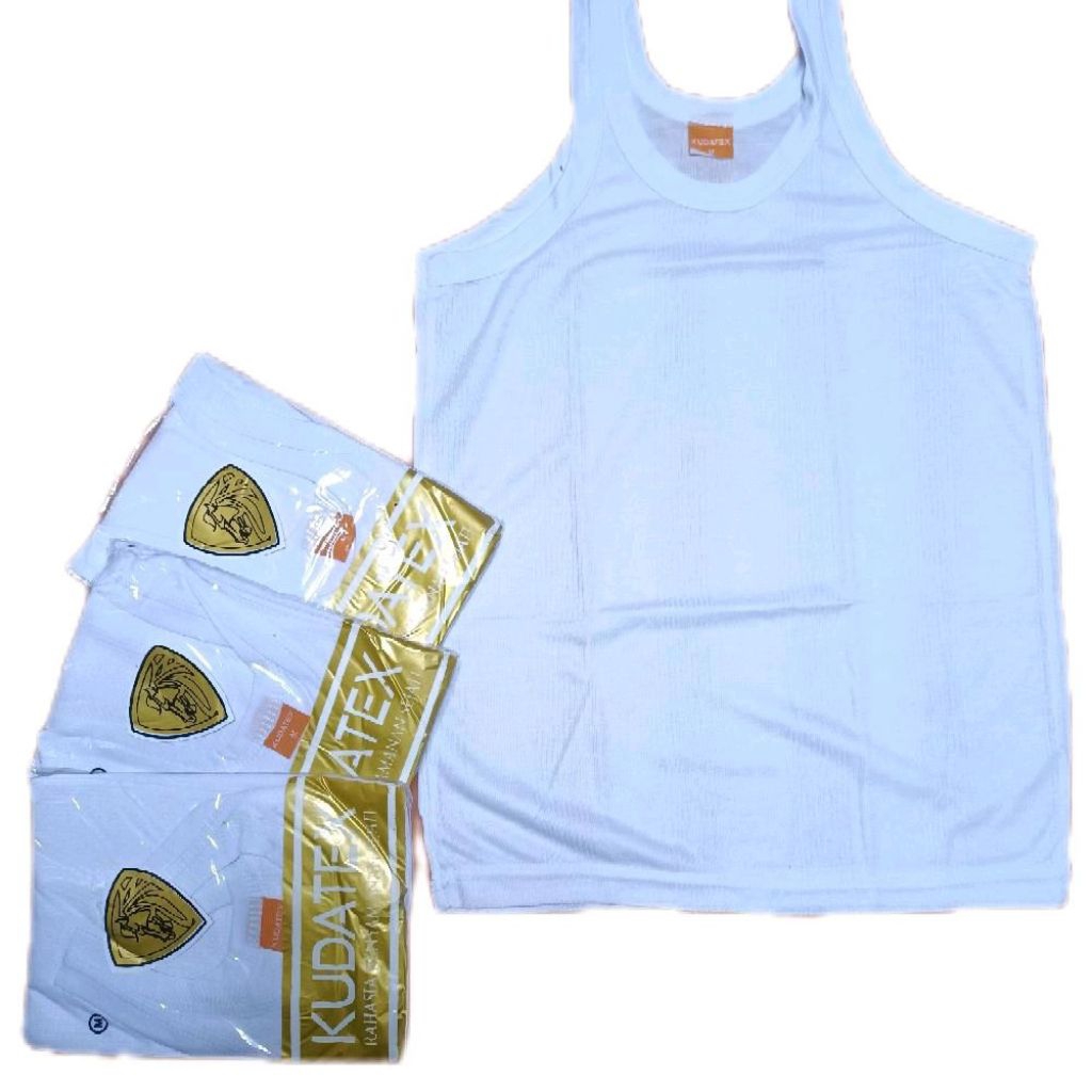 kaos dalam / singlet pria dewasa warna putih merk kudatex