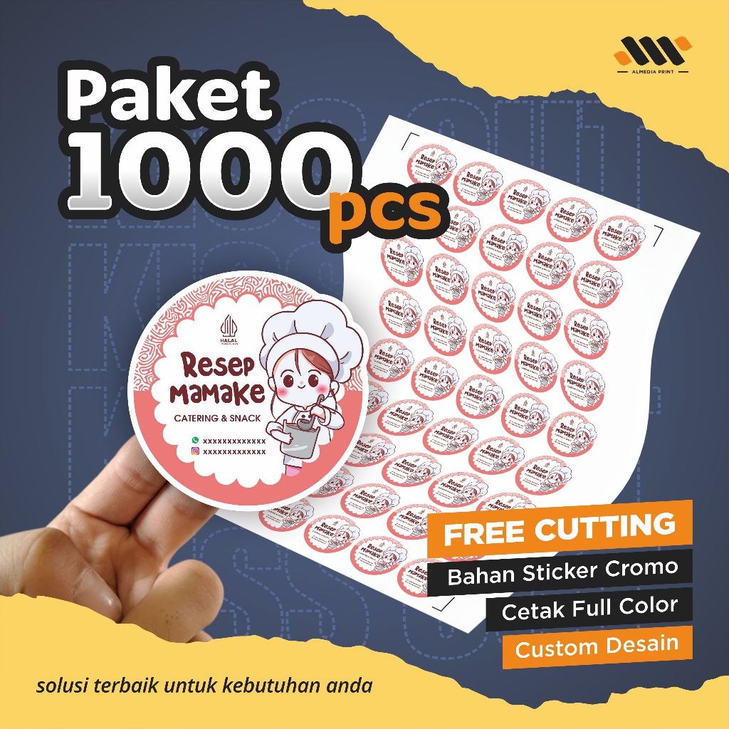 

(1000 PCS) Stiker Custom Label Makanan Stiker Kemasan Sudah Dipotong