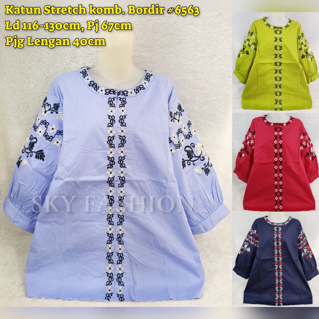 BLOUSE KATUN BORDIR WANITA/BAJU ATASAN JUMBO WANITA #6618