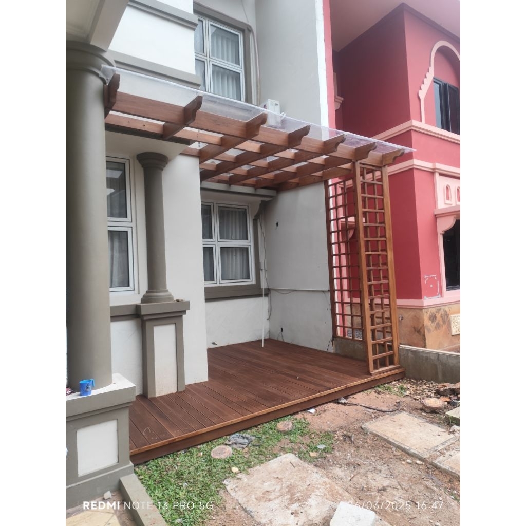 pergola kayu  modern kuat dan esteti