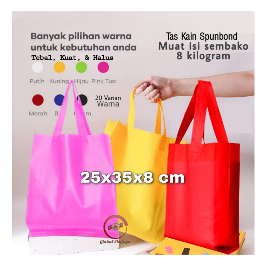 

Goodie bag Uk 25x35x10 cm Lusinan Tas Spunbond Muat isi 8 kg Totebag Ultah Paperbag Kain Hampers