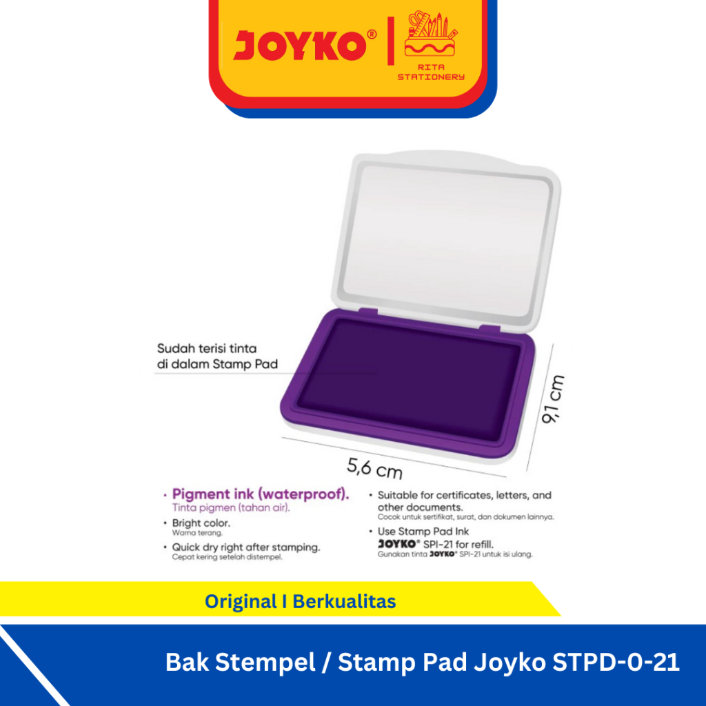 

Bak Stempel / Stamp Pad Joyko STPD-0-21 Tinta ungu tahan air / Waterproof - Satian