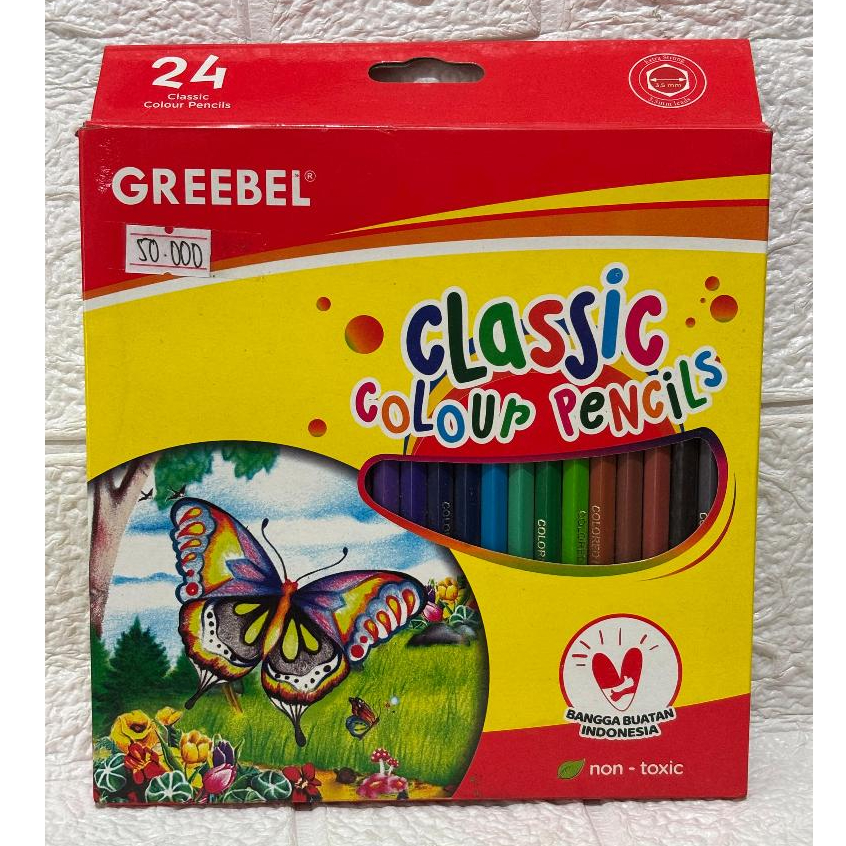 

Pensil Warna / Kelir GREEBEL Classic Colour Pencils Isi 24 (Panjang)