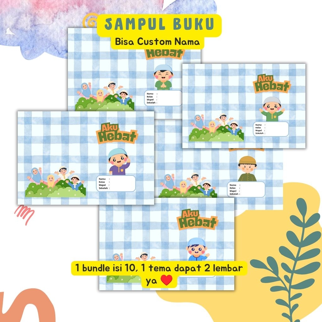 

sampul buku custom anak laki laki bundling (1 set isi 10 lembar, 2 lembar per gambar)
