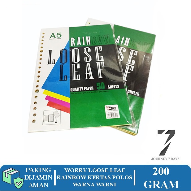 

WORRY LOOSE LEAF A5 KERTAS POLOS WARNA WARNI JOURNEY 7 DAYS DENGAN PAKING AMAN