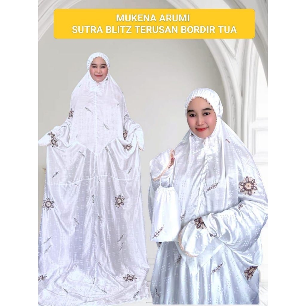 Mukena terusan sutra blitz bordir/mukena terusan adem