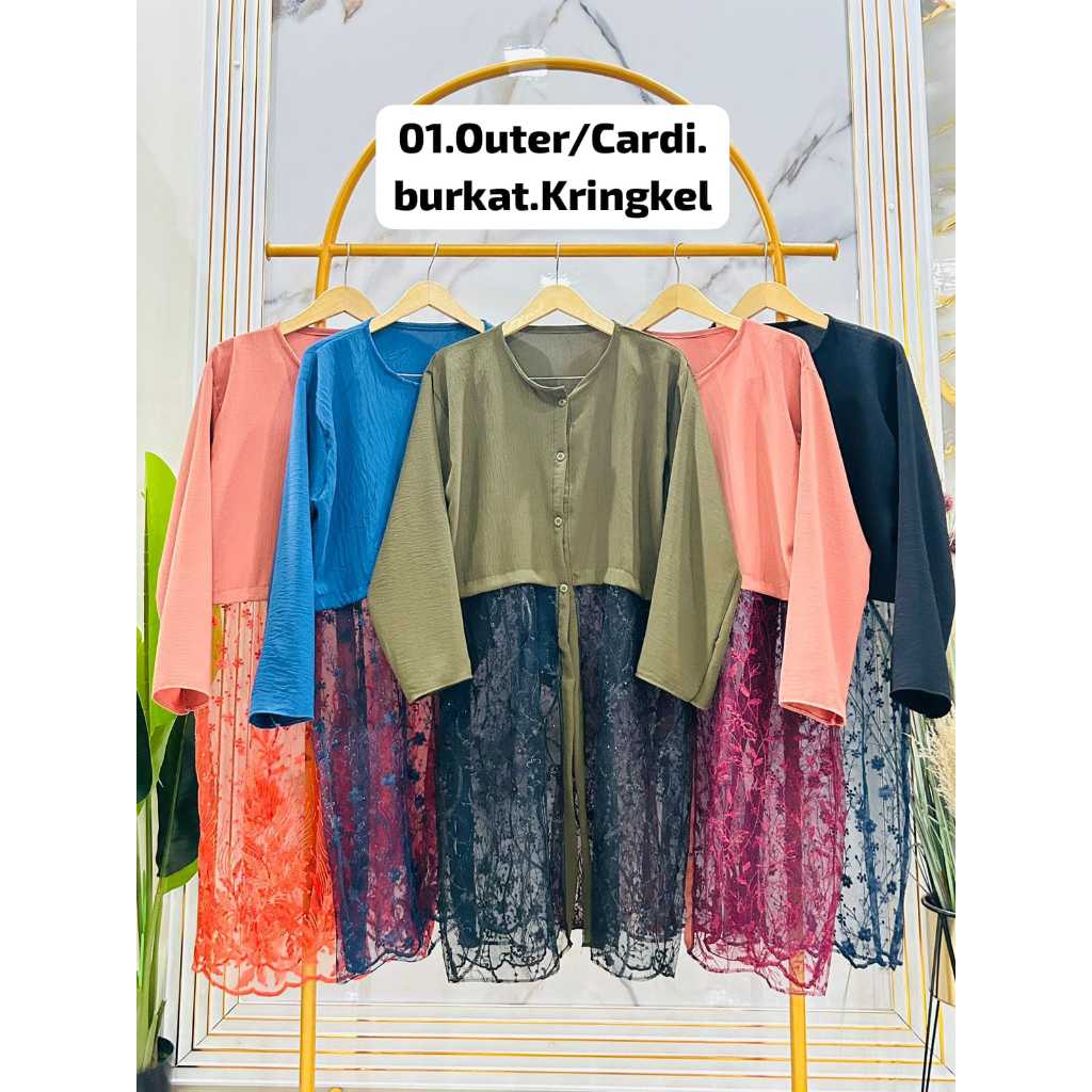 Kardigan Outer Crinkle Mix Brokat Premium