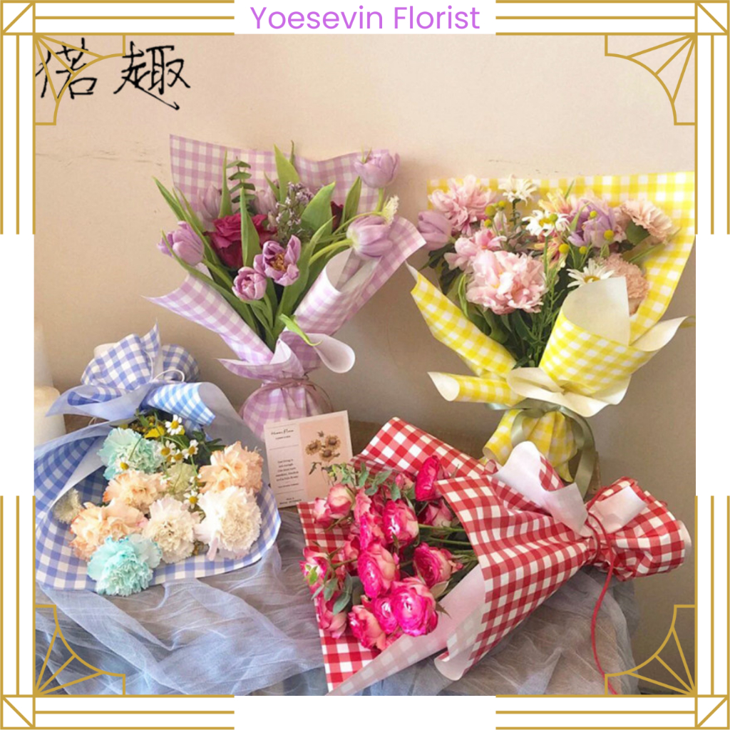 

KB6012 Kertas Buket Bunga Motif Kotak Flower wrapping Kertas Floris Buket Wisuda