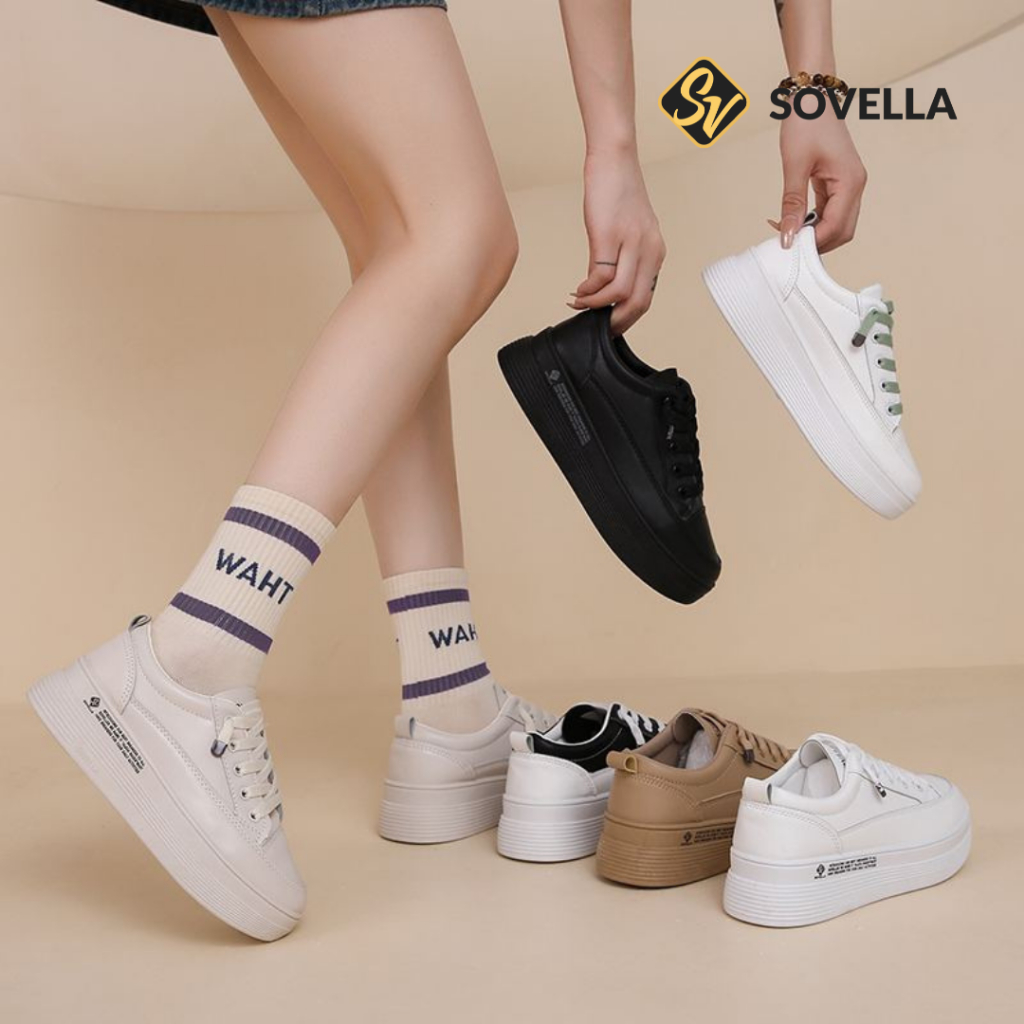 Berkualitas Sovella Alexa Sepatu Sneakers Olahraga Sport Kets Putih Hitam Wanita
