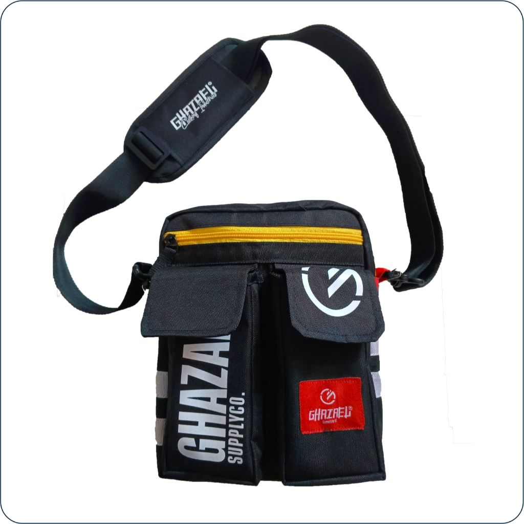 GHAZAEL - Tas slempang pria slingbag distro original MULTIFUNGSI hitam waterproof