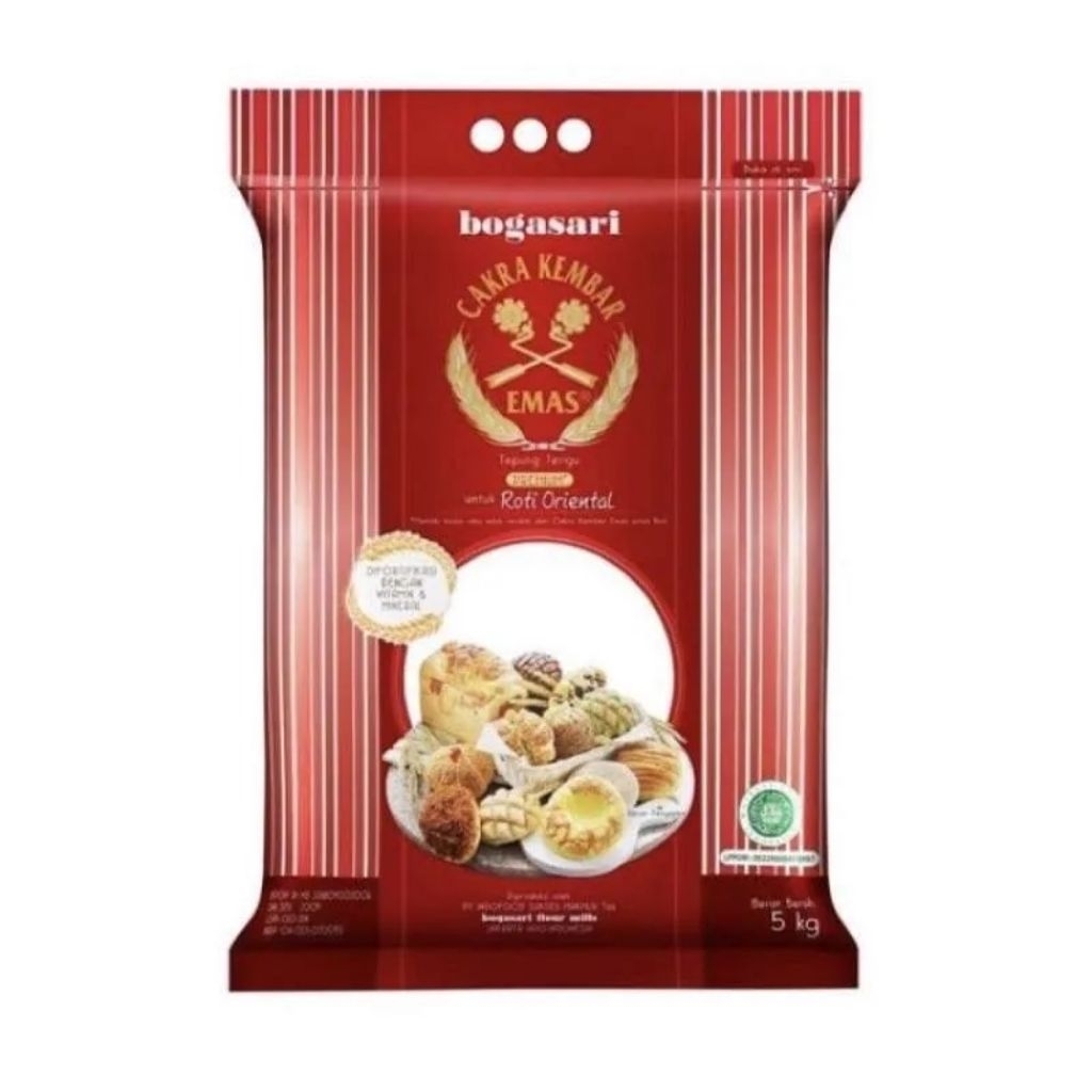 

CAKRA KEMBAR EMAS ROTI ORIENTAL 5KG, TEPUNG PROTEIN TINGGI U ROTI/ KUE