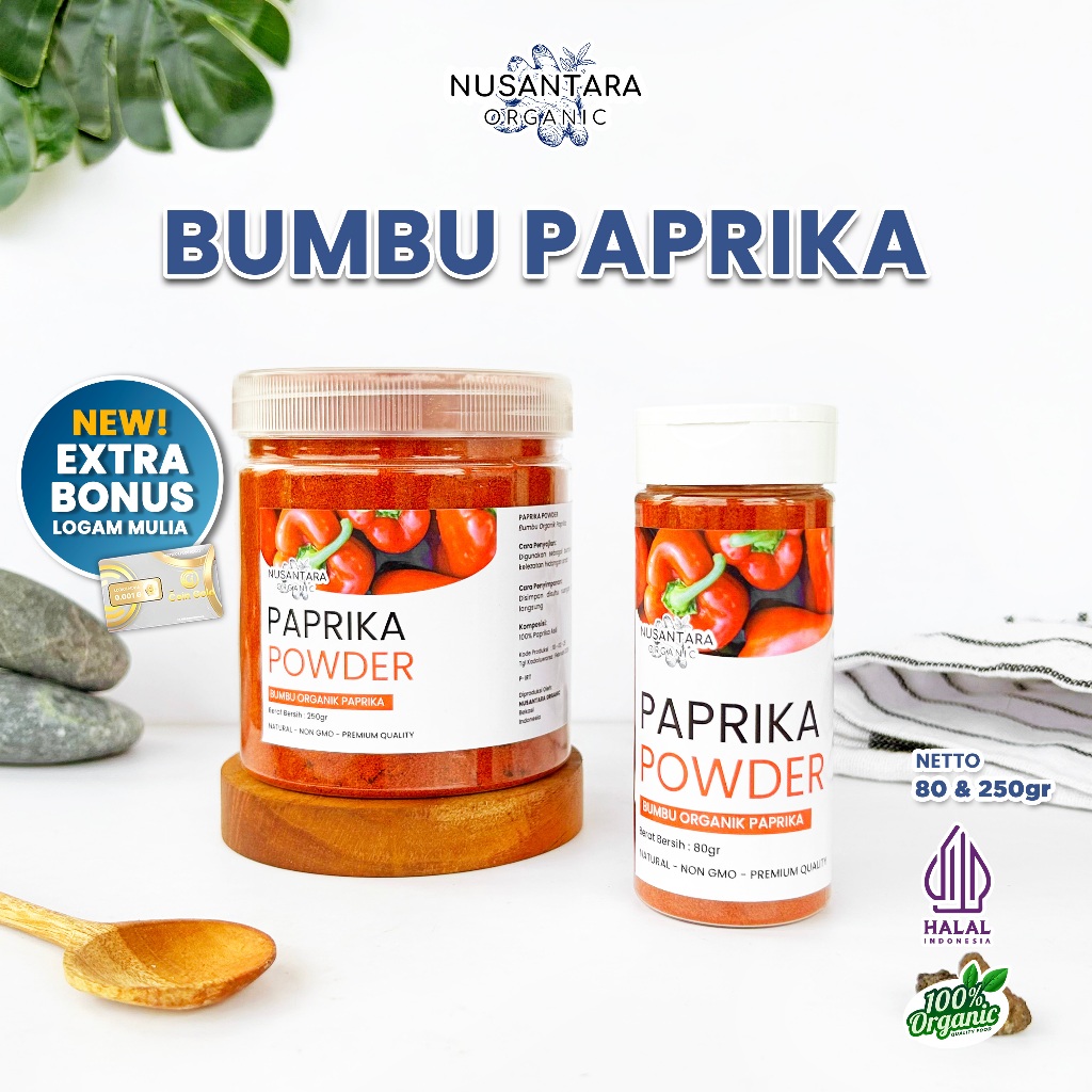 

Nusantara Organic Paprika Bubuk Powder Pure Ground Spice Asli Organik Non MSG Dapur Sehat