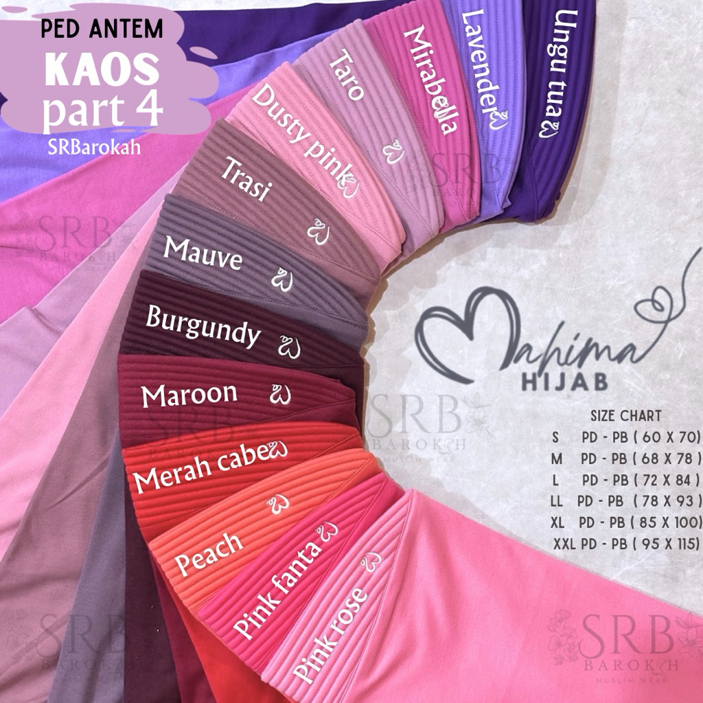 (ready) jilbab ped antem kaos mahima hijab part 3 kerudung jilbab PINK UNGU MERAH BURGUNDY