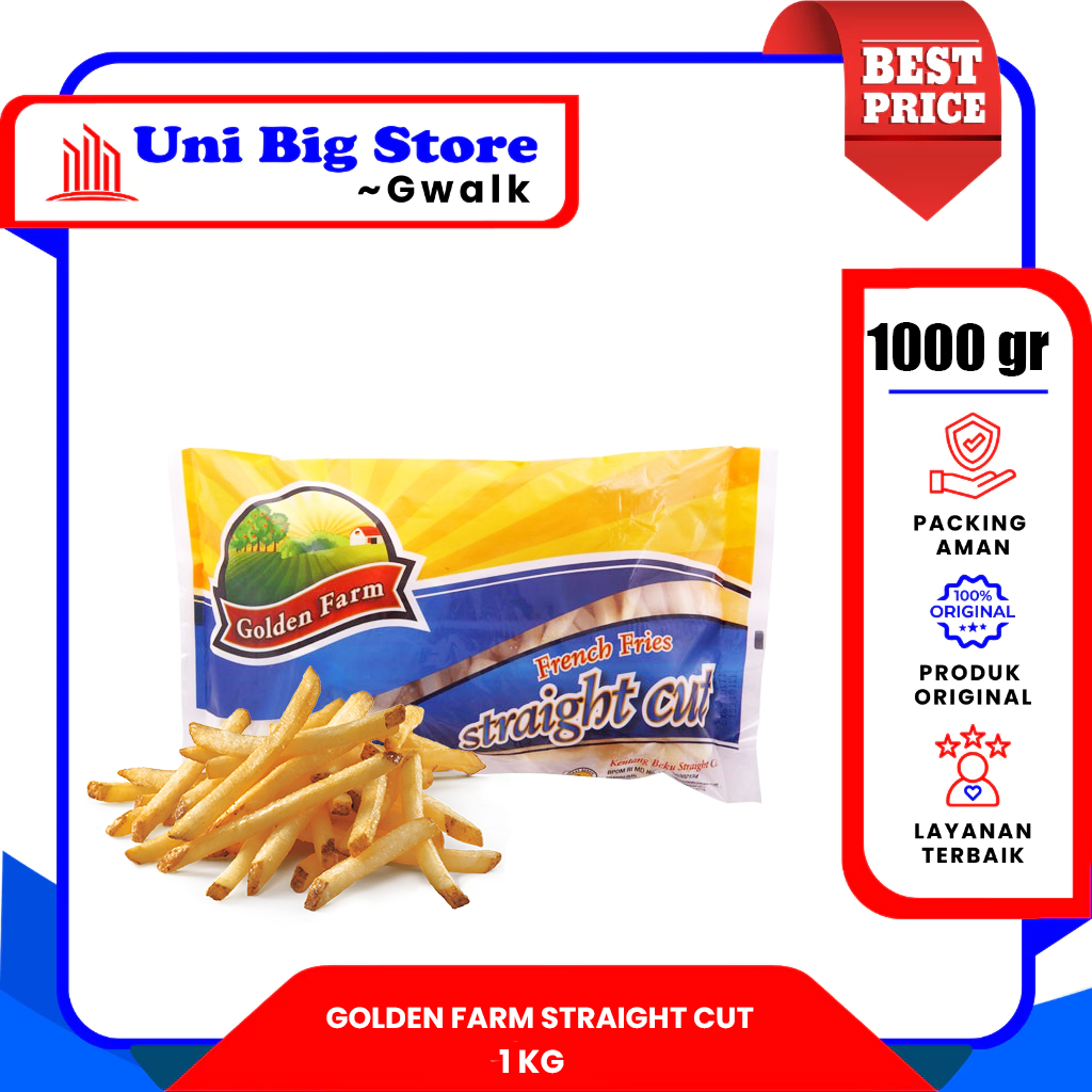 

GOLDEN FARM FRENCH FRIES STRAIGHT CUT KENTANG GORENG LURUS BESAR - 1000 gr