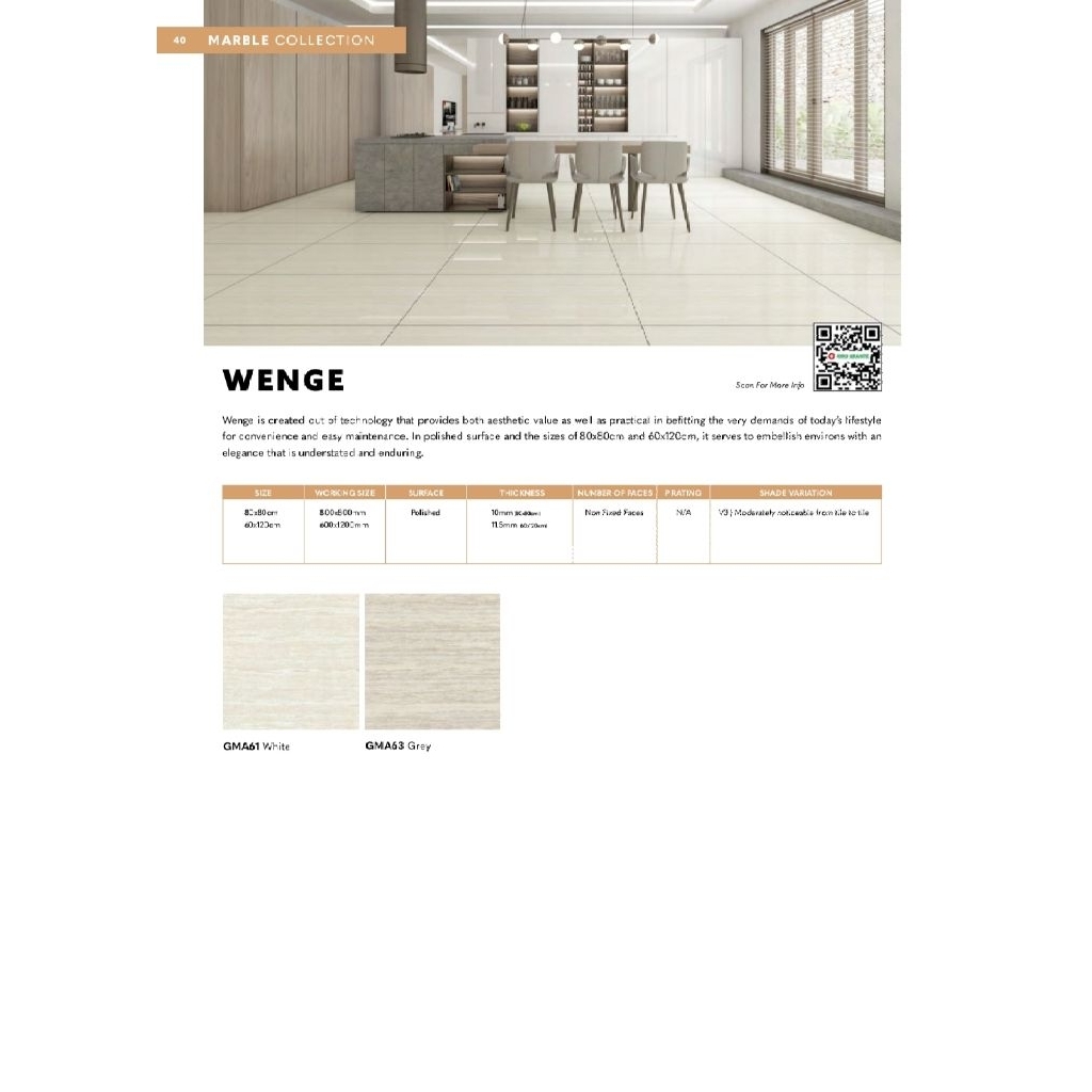 GRANIT MEREK NIRO TYPE WENGE GMA61 WHITE, GMA63 GREY UKURAN 80X80 DAN 60X120 POLISHED
