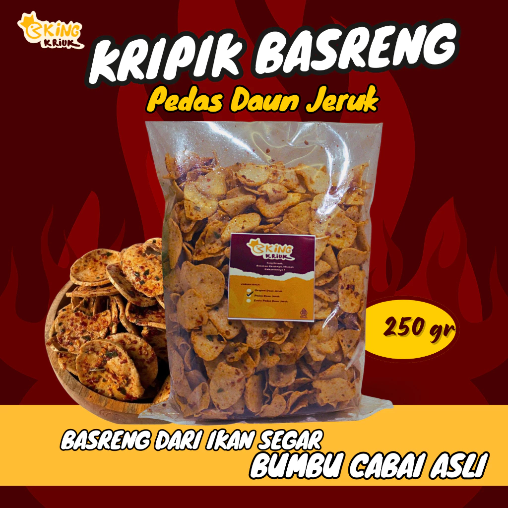 

TERLARIS King Kriuk Basreng Pipih Extra Pedas Daun Jeruk 250gr