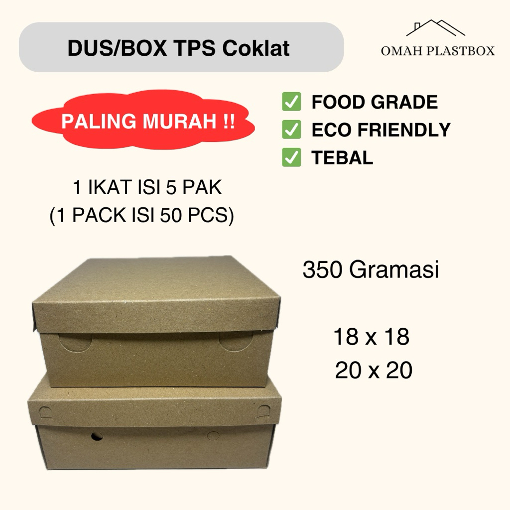 

Dus Nasi Kotak Coklat Katering 18x18 dan 20x20 350 Gsm