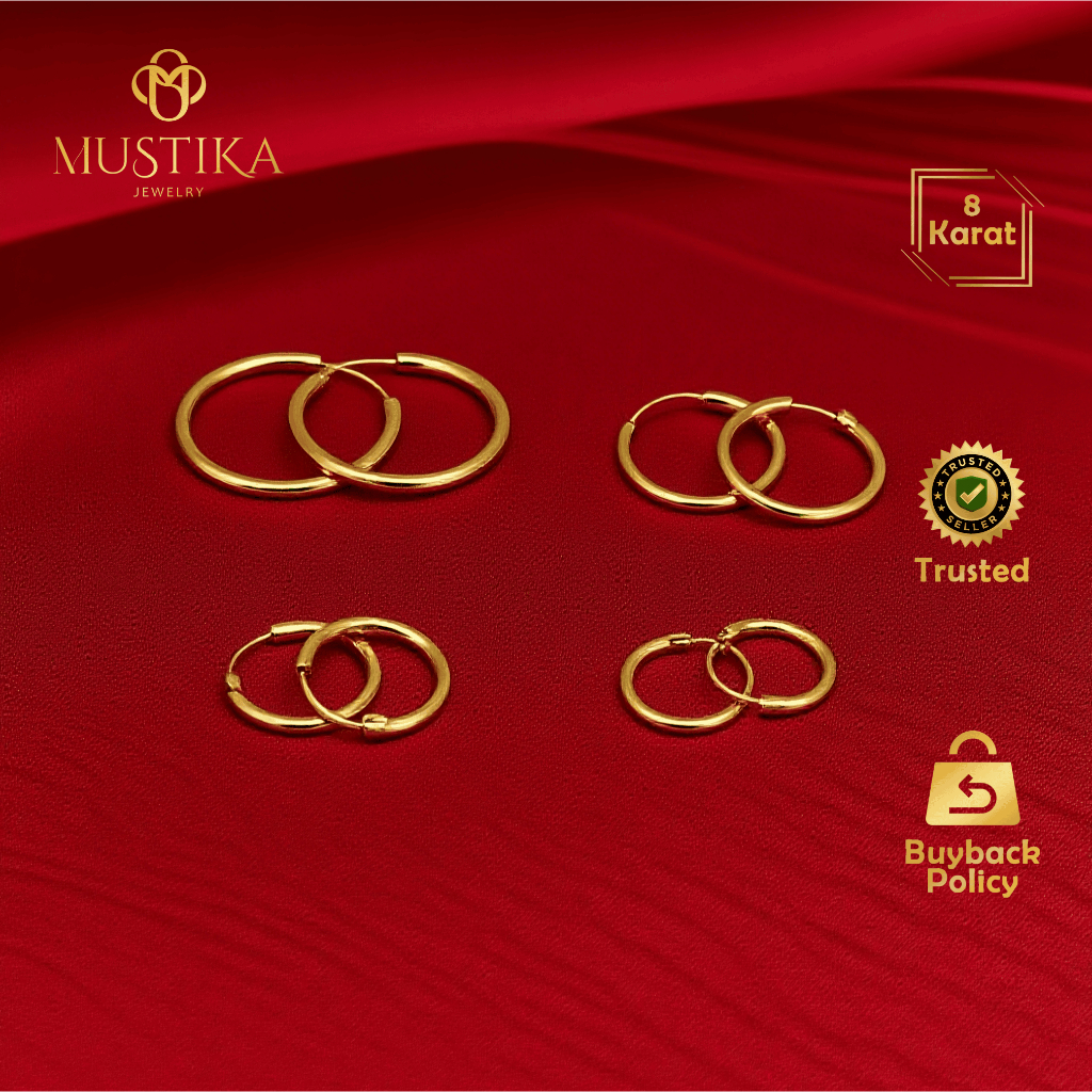 Anting Emas 8K / 375 Model Jepit Fashion [Gipsy] Mustika Gold Jewelry