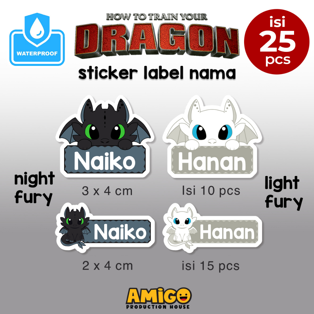 

Sticker Label Nama Dragon Toothless Night Fury HTTYD Waterproof Anti Air Stiker Anak Sekolah