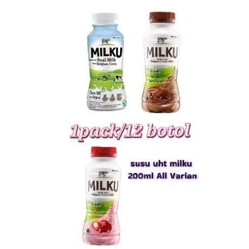 

Milku Susu Botol UHT 200 ml 1 pack isi 12 pcs