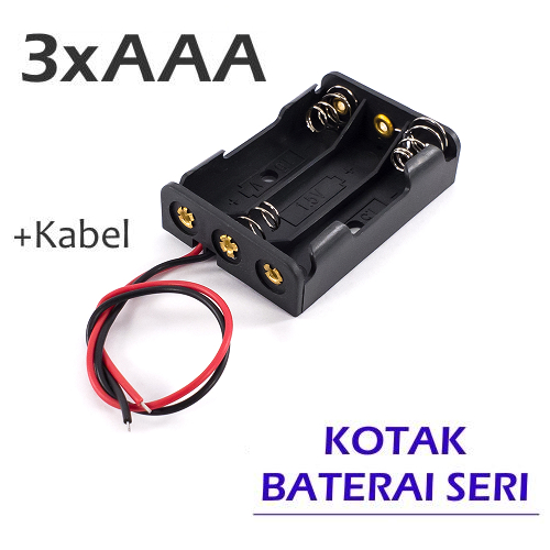 Tempat Battery 3X1 Rumah Batre Batree AAA A3 SERI 3 Slot Baterai holder 3x AAA Dengan Kabel Merah Hi