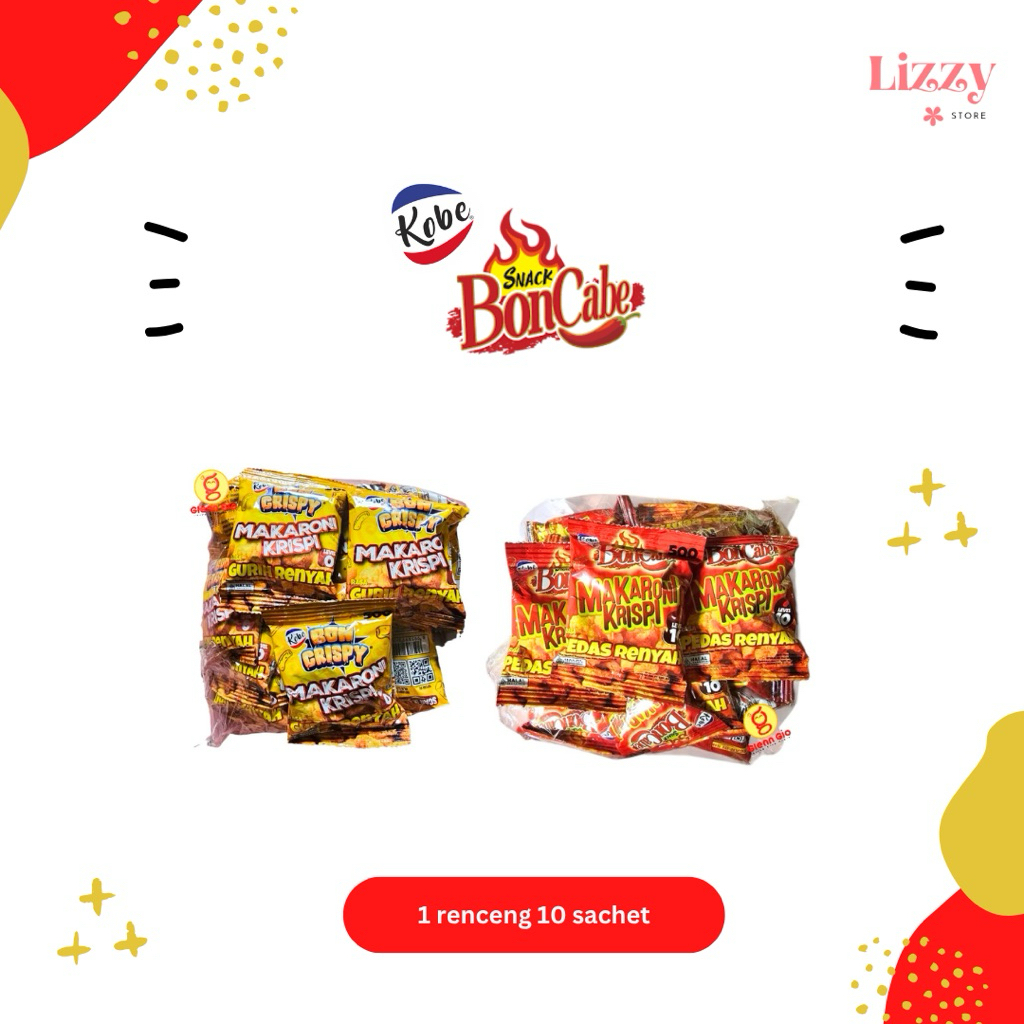 

Bon Crispy Makaroni Krispi Kobe Bon Cabe Pedas Renyah 1 renceng 7 gramx10