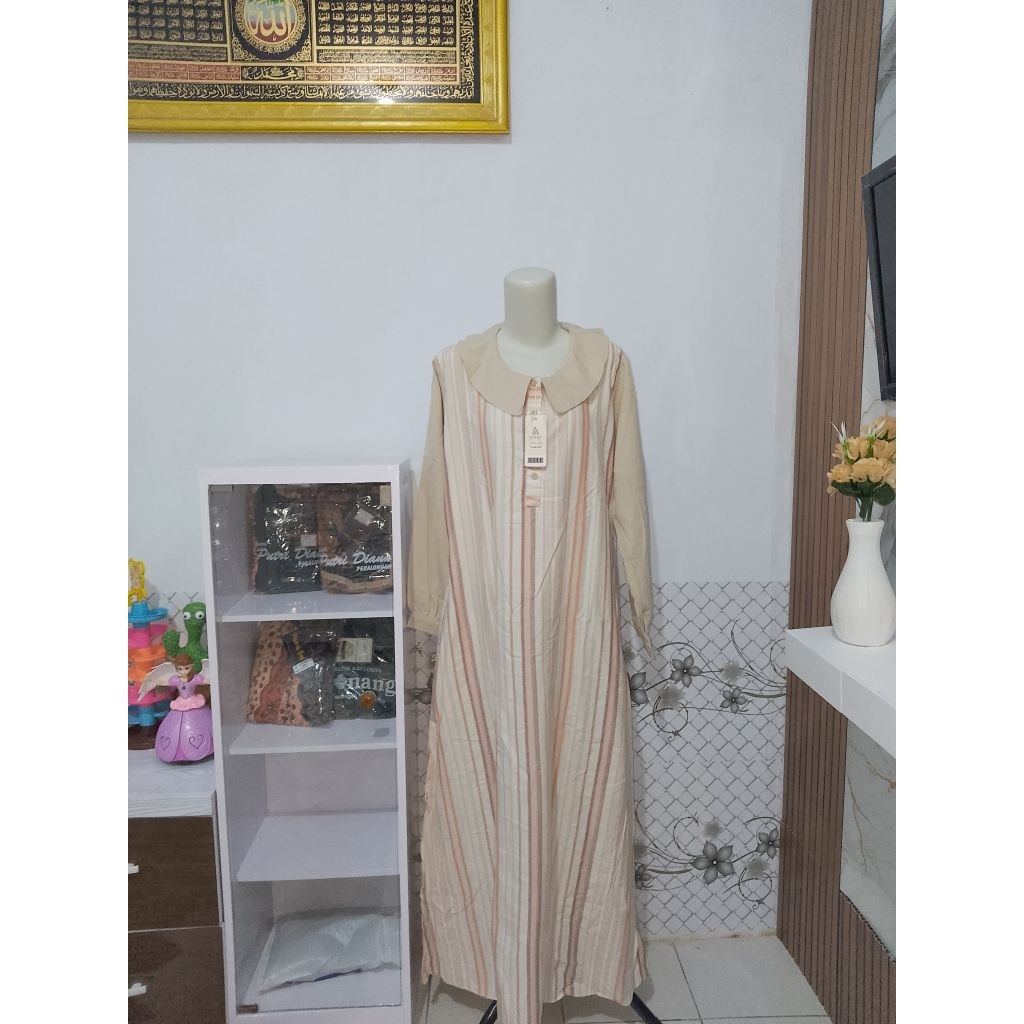 Gamis katun Triset Kombinasi Katun polos