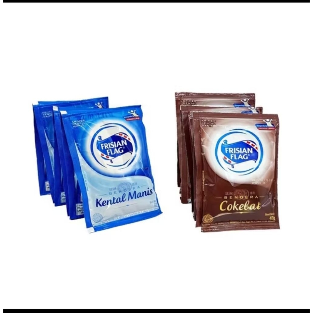 

Susu Kental Manis Frisian Flag Full Cream / Cokelat 1 renceng isi 6 sachet