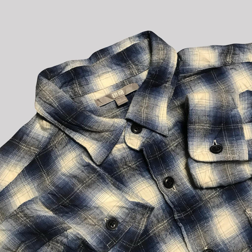 Kemeja Flannel Veterano Murayama Uniqlo Biru - L (8)